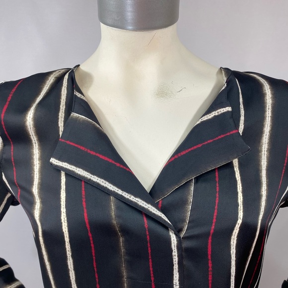 NWT H by Halston Multi Shibori Striped Long Sleeve Blouse Size Small - Picture 9 of 12